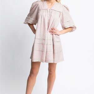Karlie Pink Patterned Puff Sleeve Dress